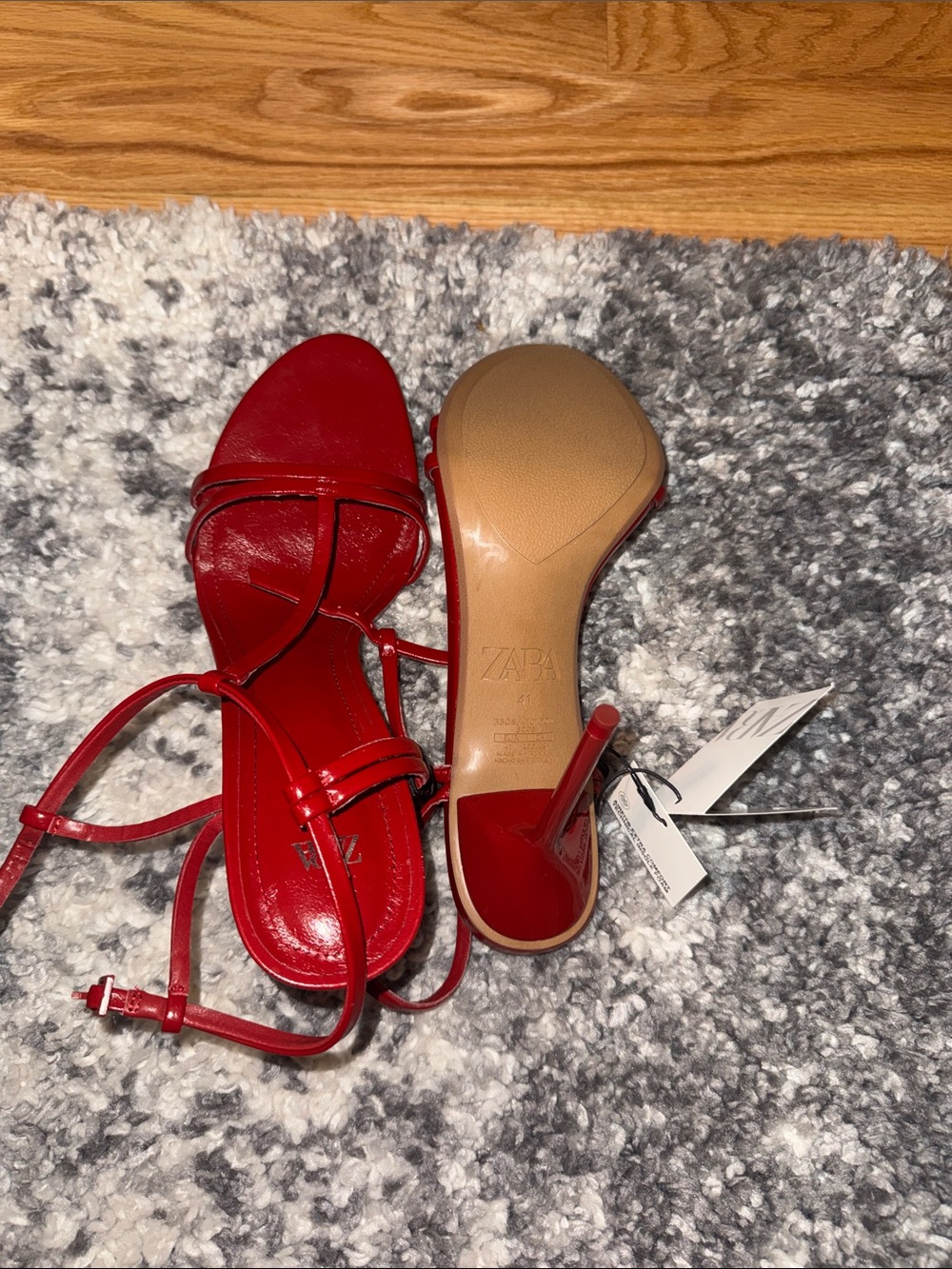 Zara Red Strappy Heeled Sandals - Picture 4 of 5